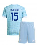 Otroške Nogometnih dresov Juventus Pierre Kalulu #15 Gostujoči 2025-26 Kratki rokavi (+ hlače)